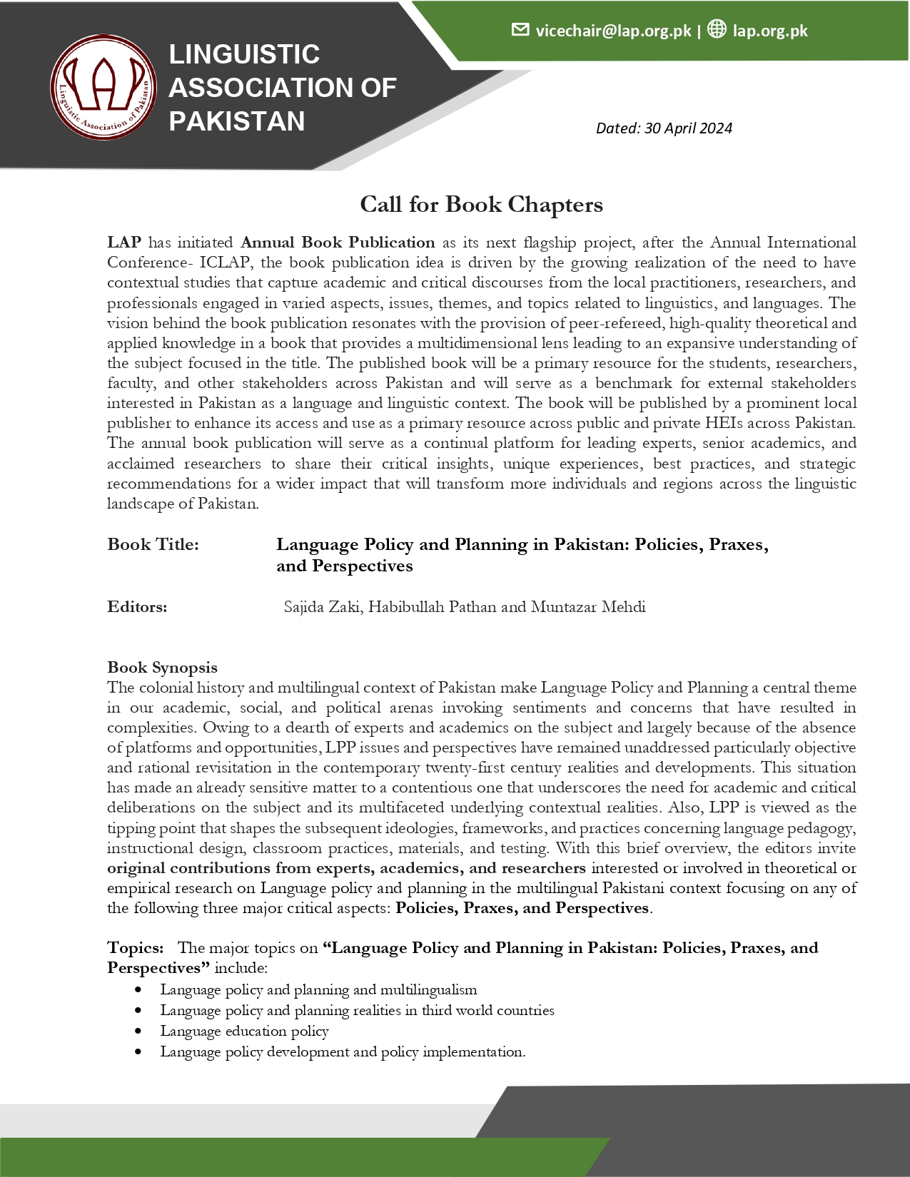 Call for Book Chapters Page 1